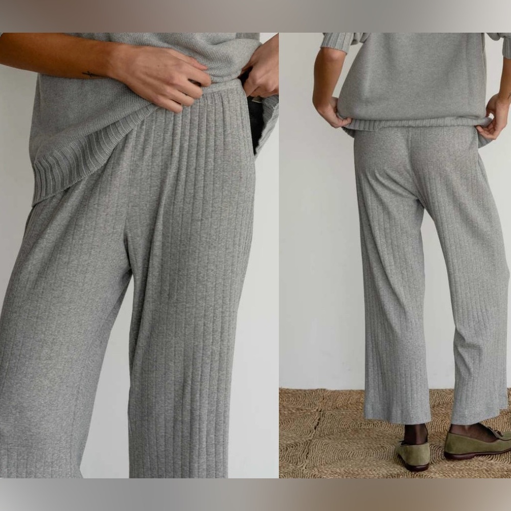 Donni The Pointelle Simple Crop Pant - Heather-Grey